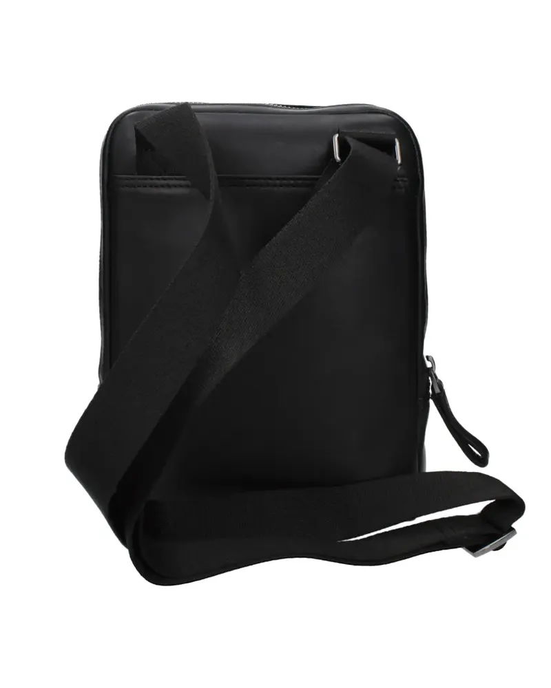Piquadro logo-debossed leather messenger bag - Schwarz Schwarz