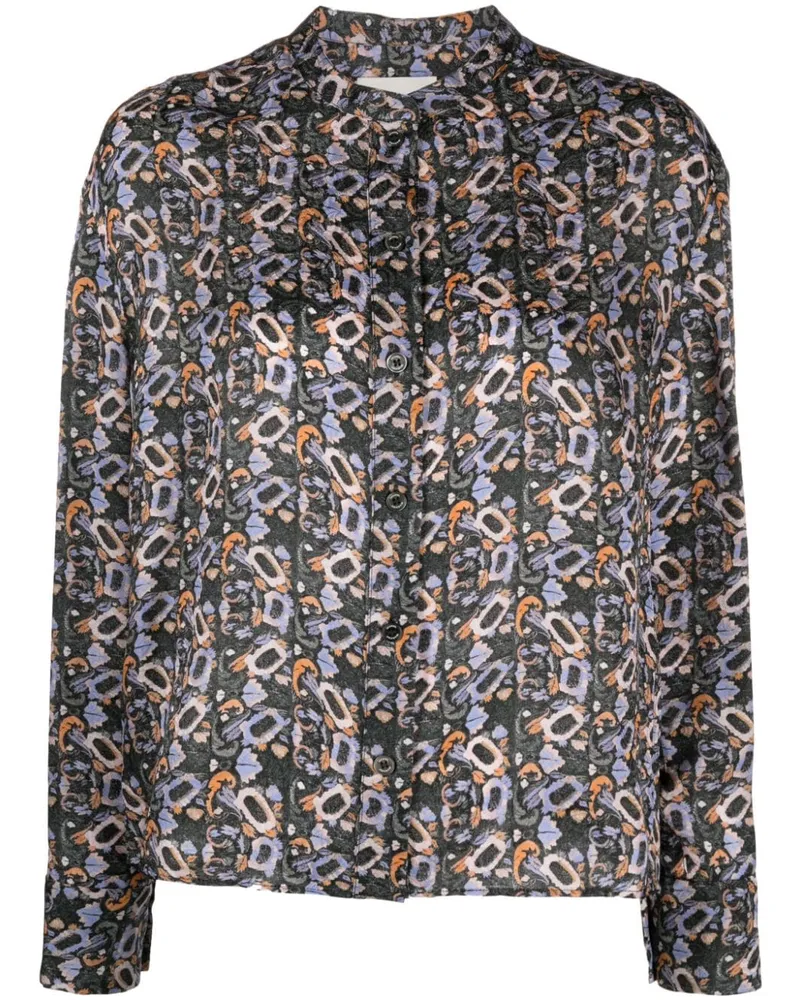 Isabel Marant Leidy Hemd mit geometrischem Print Schwarz