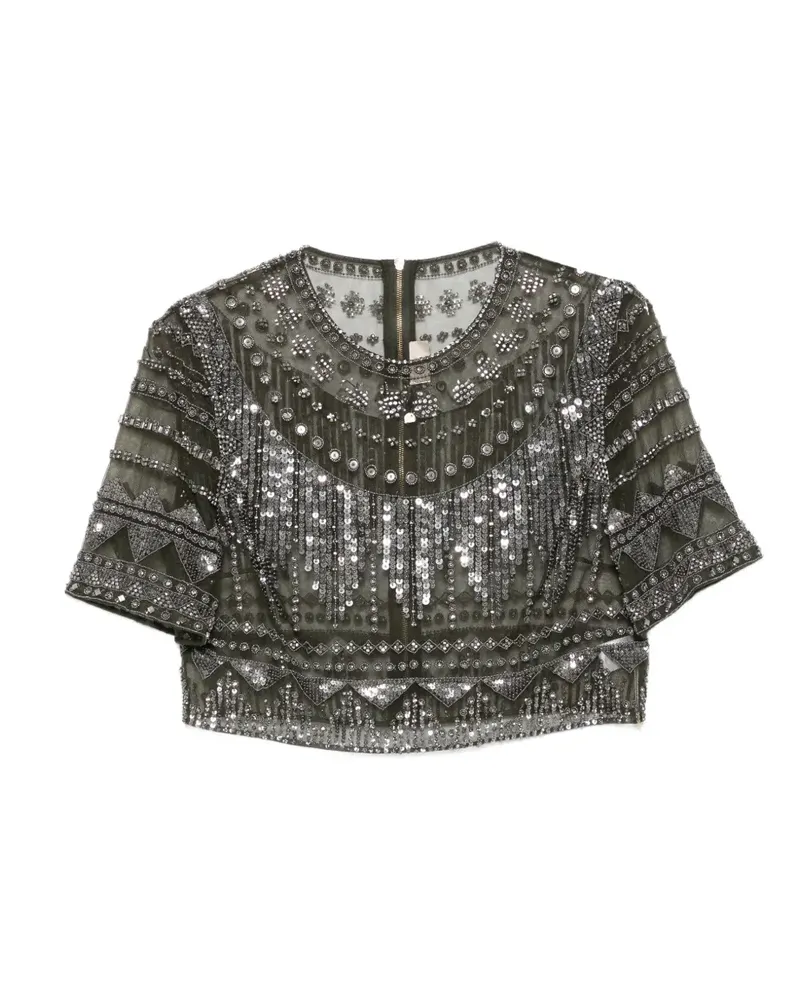 Elie Saab sequin-embellished beaded top - Silber Silber