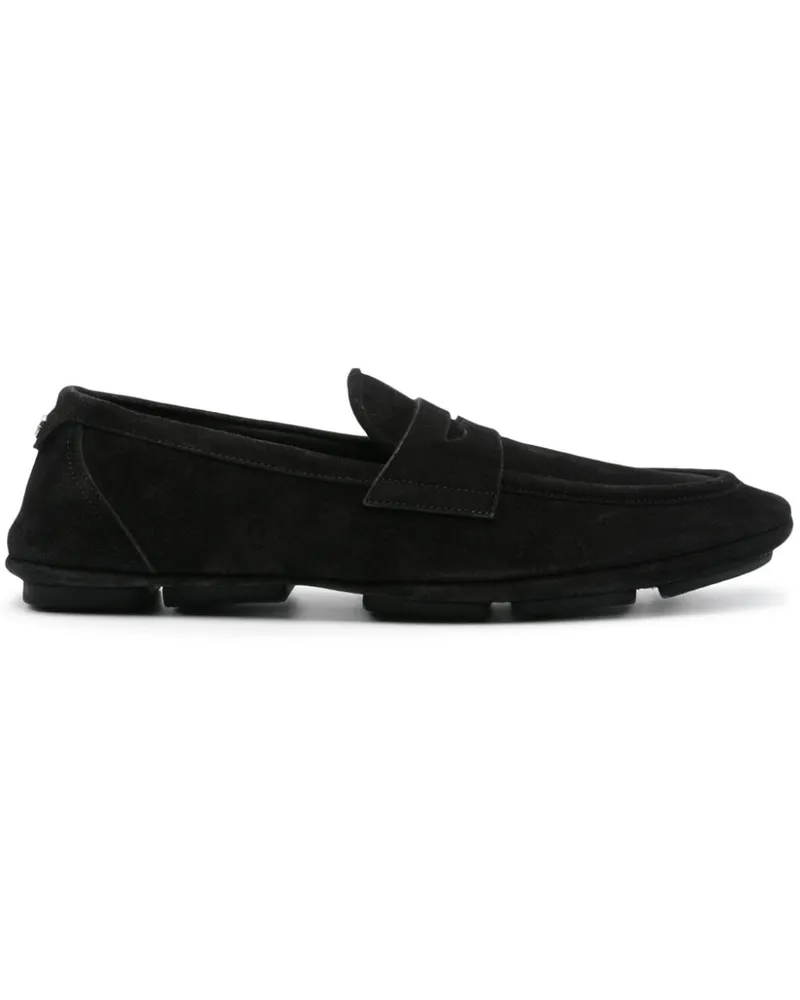 Dolce & Gabbana Loafer aus Wildleder mit Logo-Schild - Schwarz Schwarz