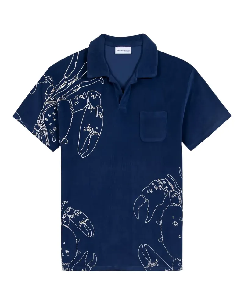 Maison Labiche Poloshirt mit Hummer-Print - Blau Blau