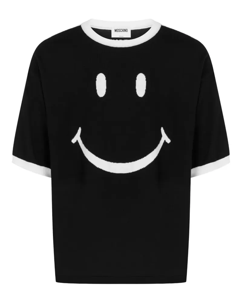 Moschino T-Shirt mit Smiley-Intarsie - Schwarz Schwarz