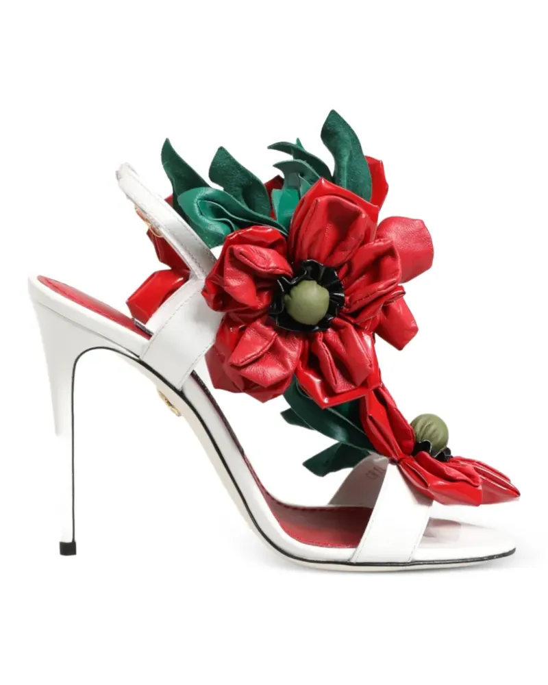 Dolce & Gabbana Sandalen mit Blumenapplikation - Weiß Weiß