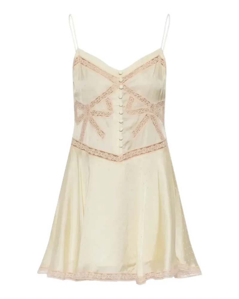 Self-Portrait lace-trim polka-dot mini dress - Gelb Gelb