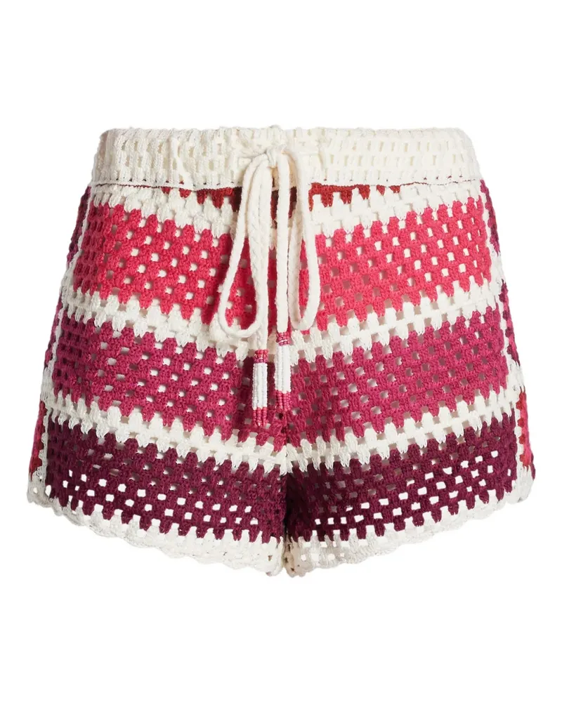 FARM Rio Gehäkelte Shorts mit Streifenmuster - Weiß Weiß