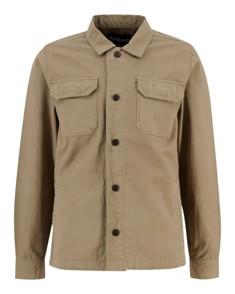 Barbour ripstop-texture logo-embroidered shirt - Nude Nude