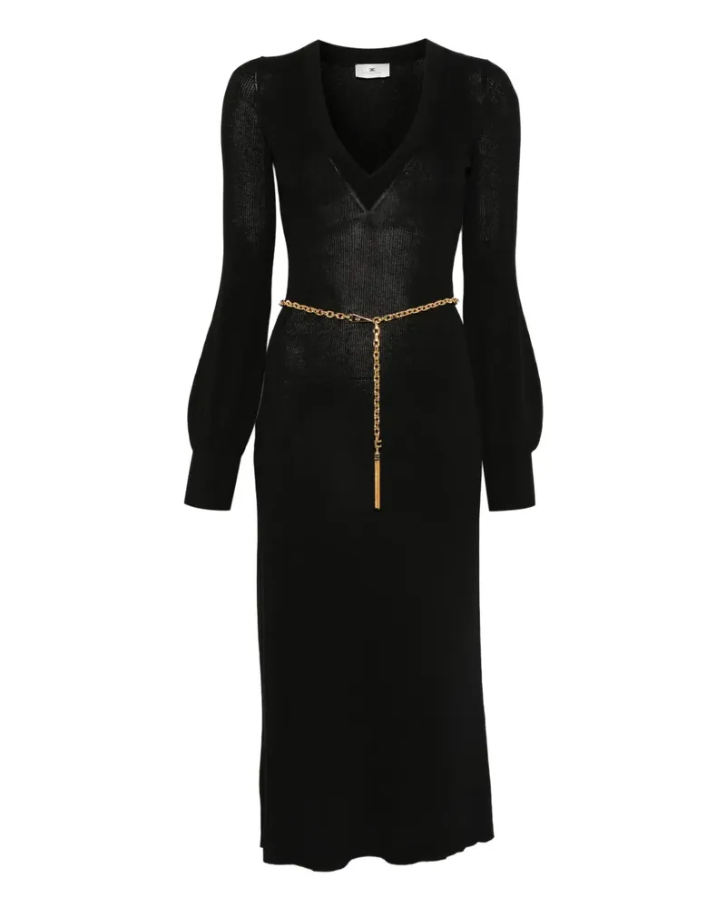 Elisabetta Franchi Midikleid mit Ballonärmeln - Schwarz Schwarz