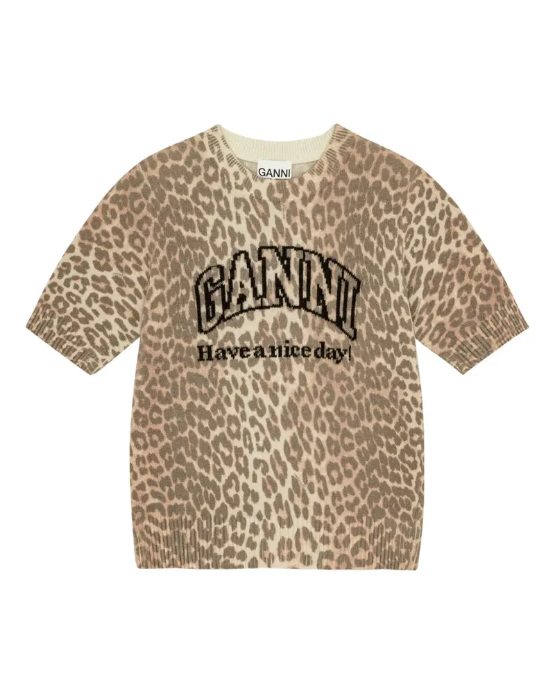 Ganni T-Shirt mit Logo - Nude Nude