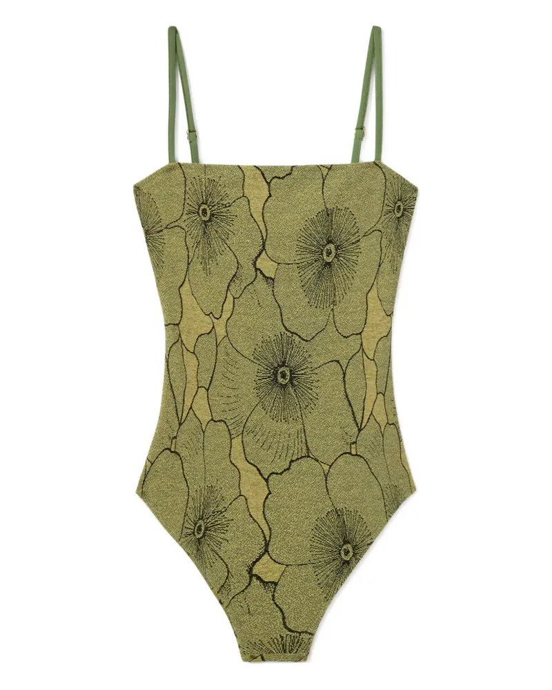 La DoubleJ Badeanzug mit Blumen-Print - Grün Grün