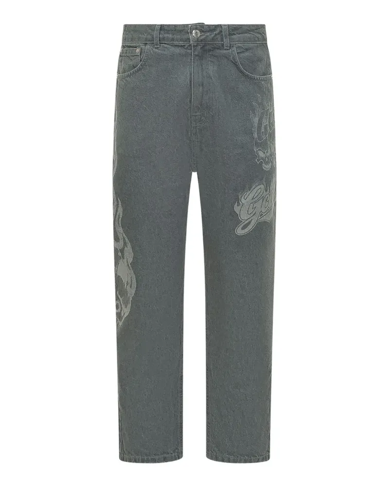 GCDS Jeans mit Flammendetail - Grau Grau