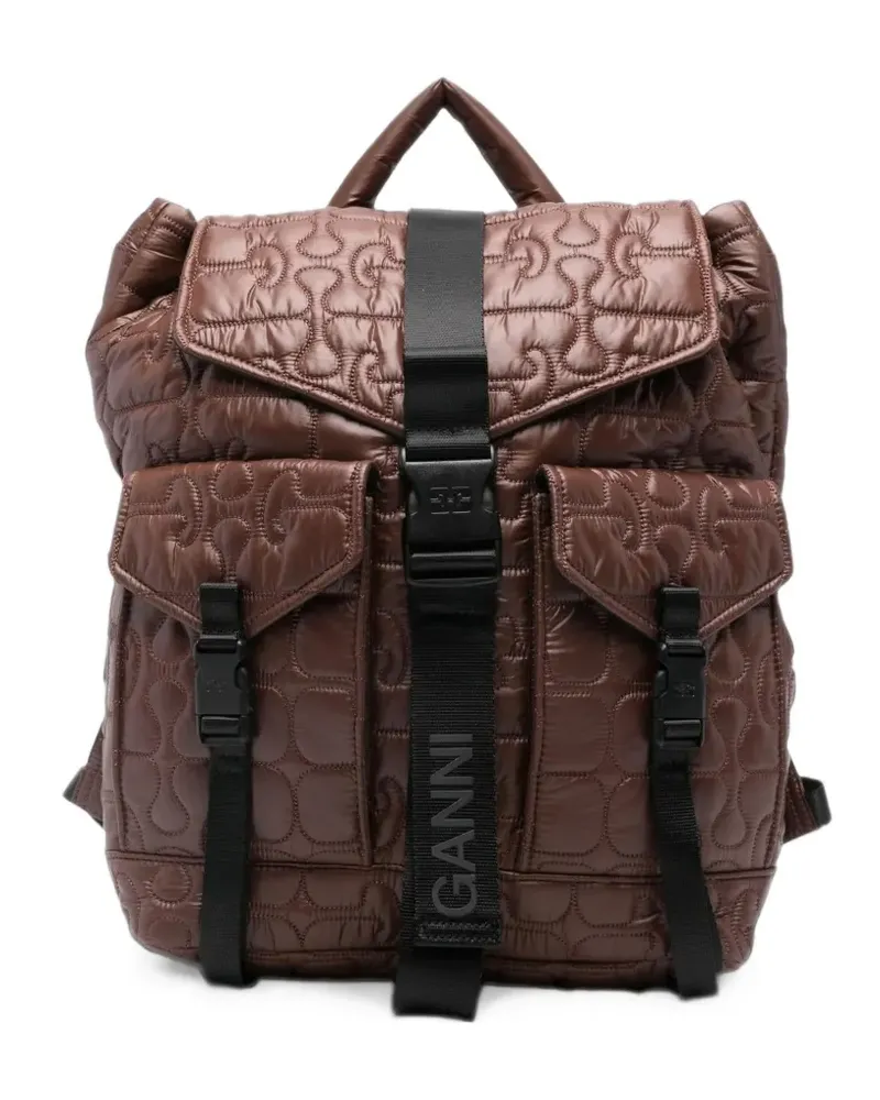 Ganni quilted Re-Tech backpack - Braun Braun