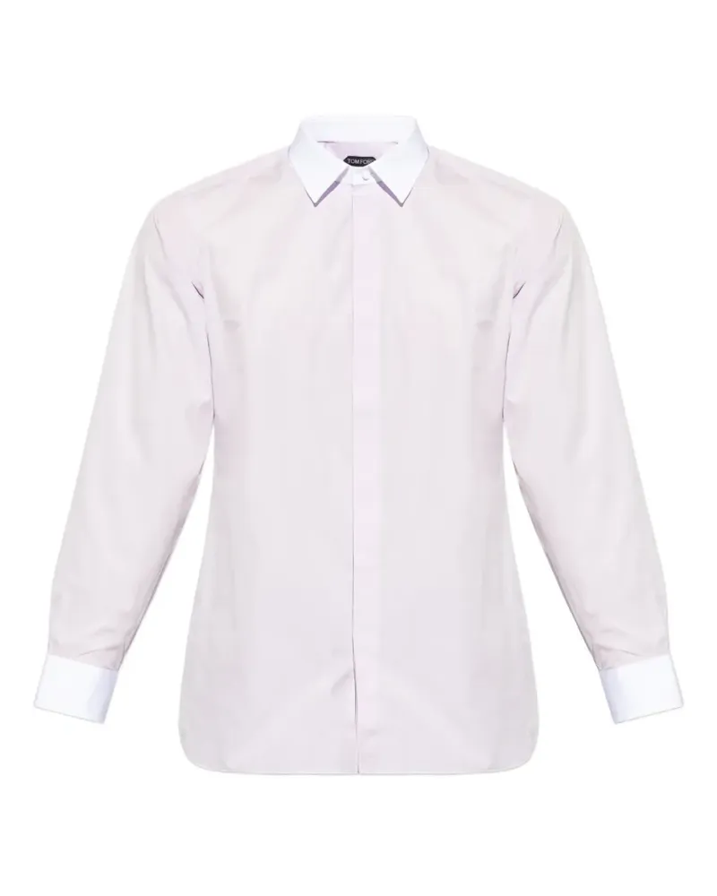Tom Ford contrast-collar concealed-fastening shirt - Rosa Rosa