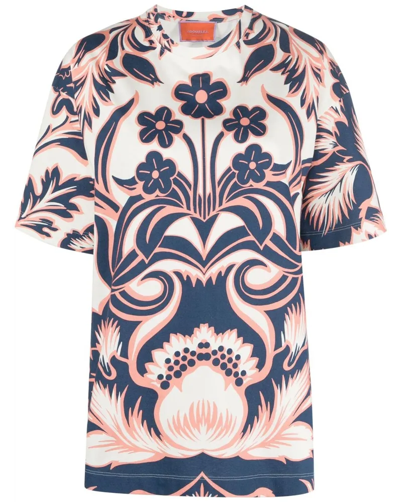 La DoubleJ T-Shirt mit Blumen-Print - Nude Nude