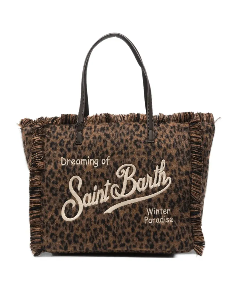 MC2 Saint Barth Vanity leopard-print frayed tote bag - Braun Braun