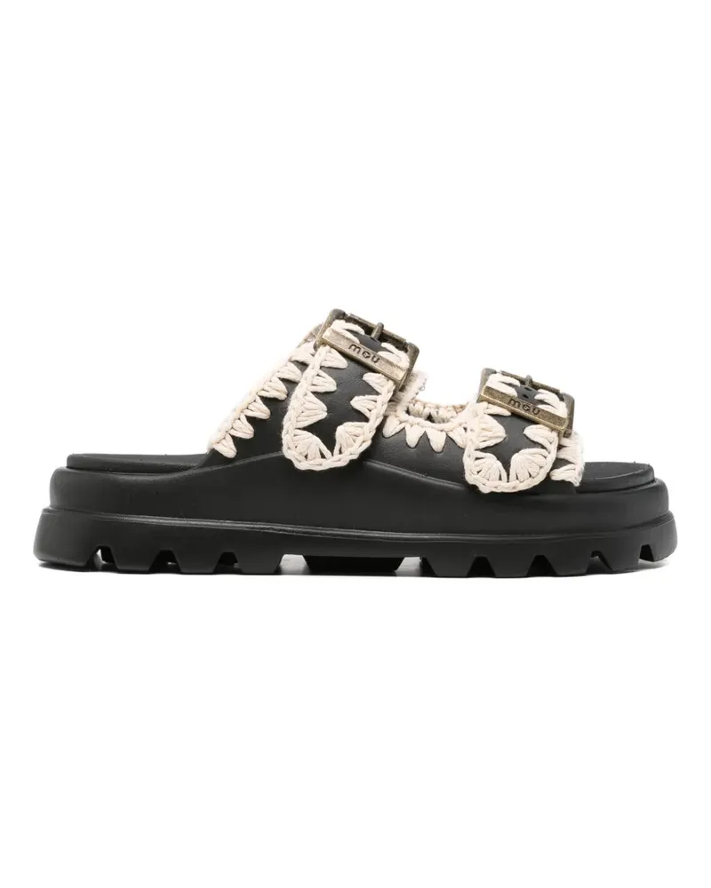 Mou buckle-strap crochet-detail sandals - Schwarz Schwarz