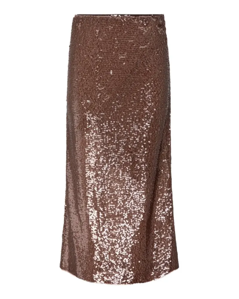 Gaëlle Bonheur sequin-embellished midi skirt - Braun Braun