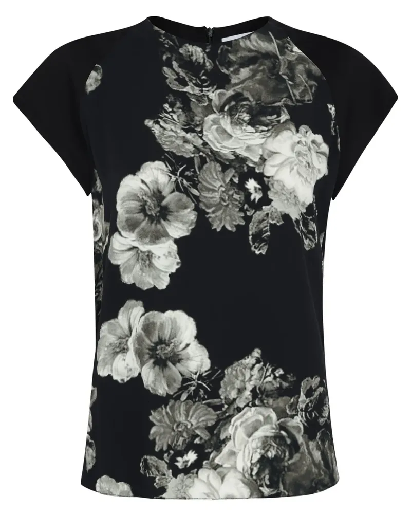 Gloria Coelho T-Shirt mit Blumen-Print - Schwarz Schwarz
