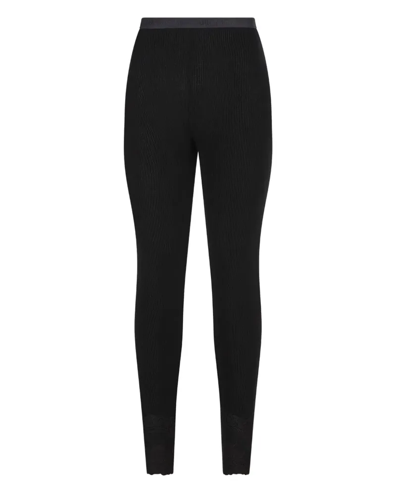 Valentino Garavani Gerippte Leggings mit Spitzendetail - Schwarz Schwarz