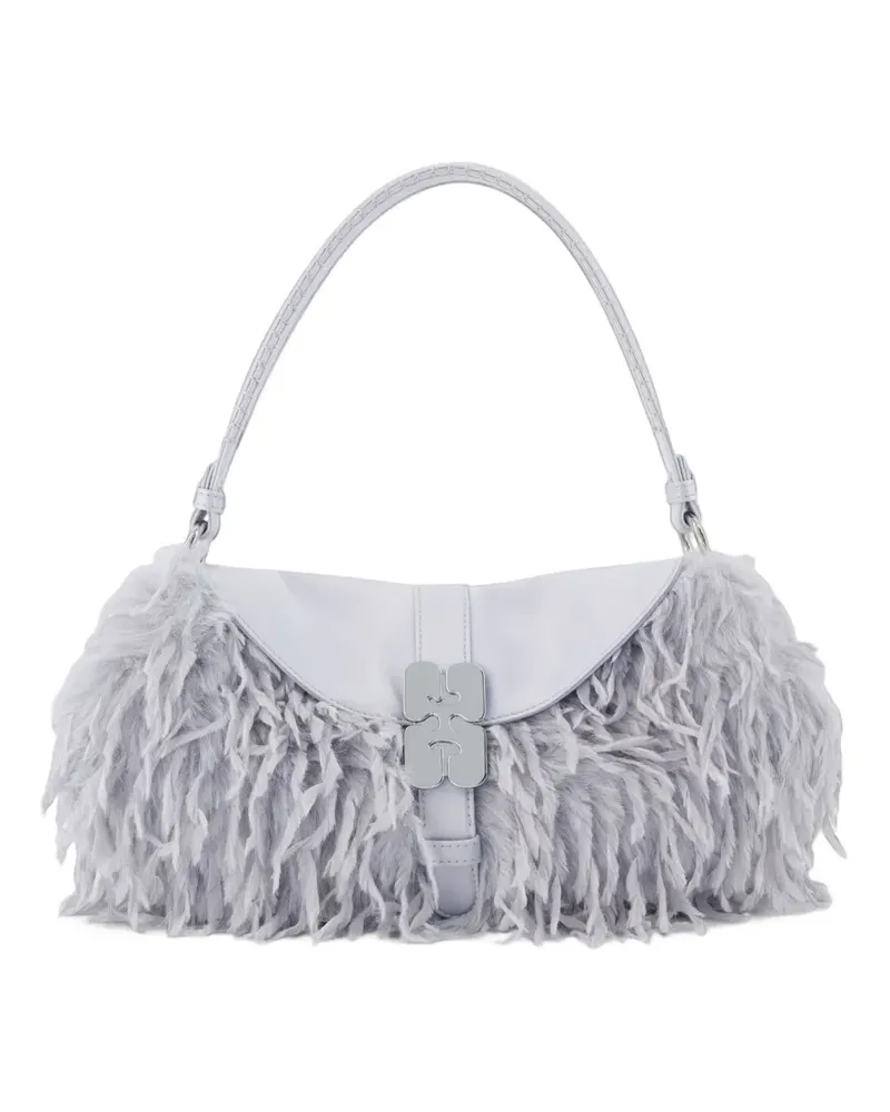 Ganni B Kat Schultertasche aus Faux Fur - Grau Grau