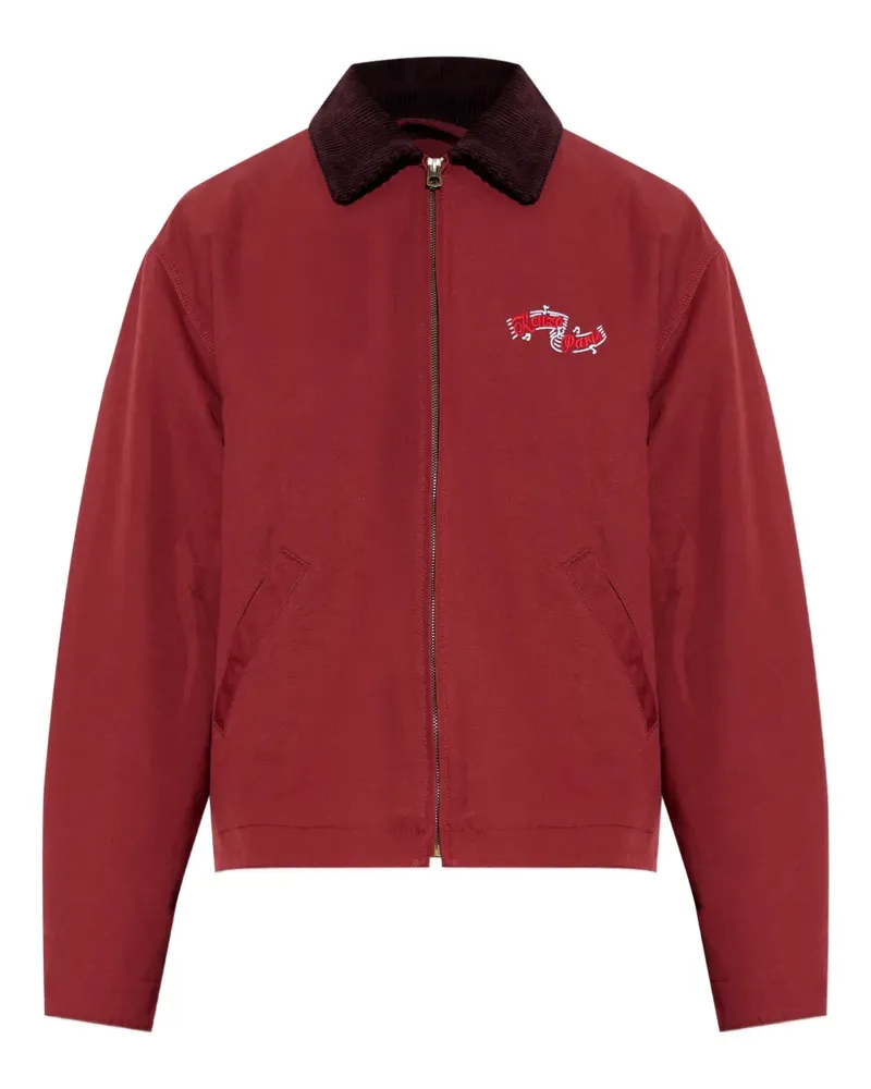 Kenzo embroidered-logo corduroy-collar jacket - Rot Rot