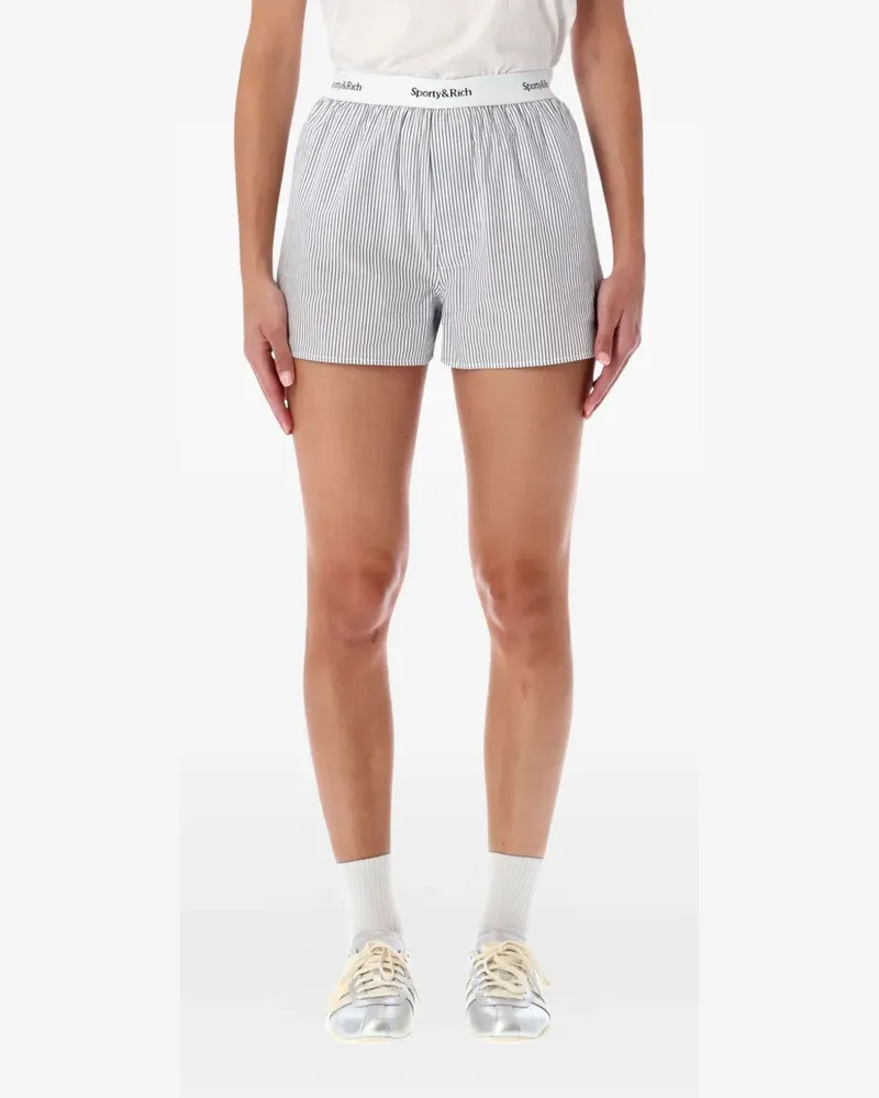 SPORTY & RICH Gestreifte Yankees Serif Shorts - Blau Blau