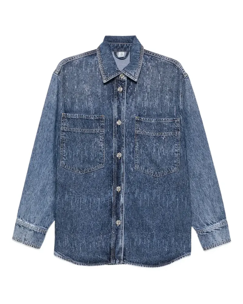 Liu Jo rhinestone-embellished denim shirt - Blau Blau