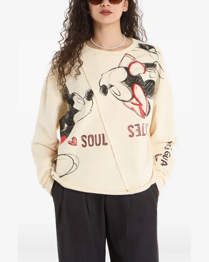 Desigual x Mickey and Minnie Mouse graphic-print sweatshirt - Nude Nude
