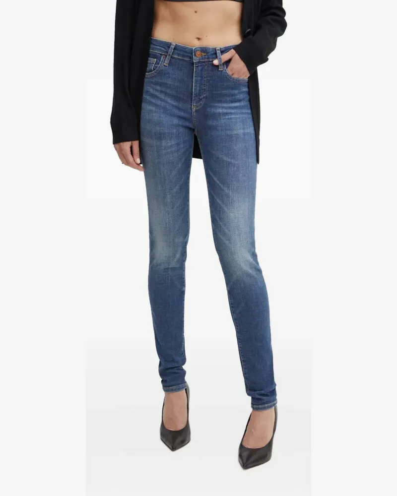 Armani Exchange Skinny-Jeans mit Logo-Schild - Blau Blau