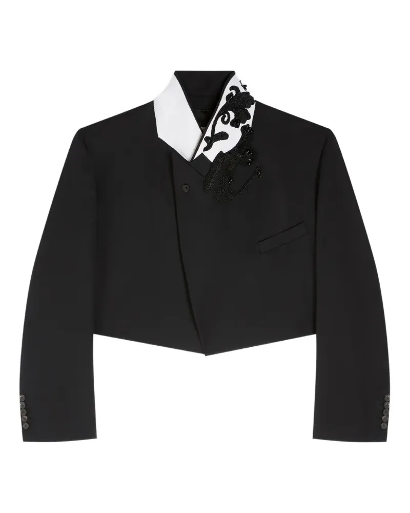 Dries van Noten Cropped-Blazer aus Bouclé - Schwarz Schwarz