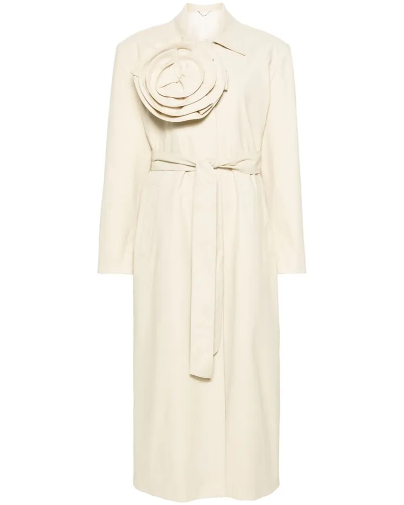 Magda Butrym Gürtel-Trenchcoat mit Blumenapplikation - Nude Nude