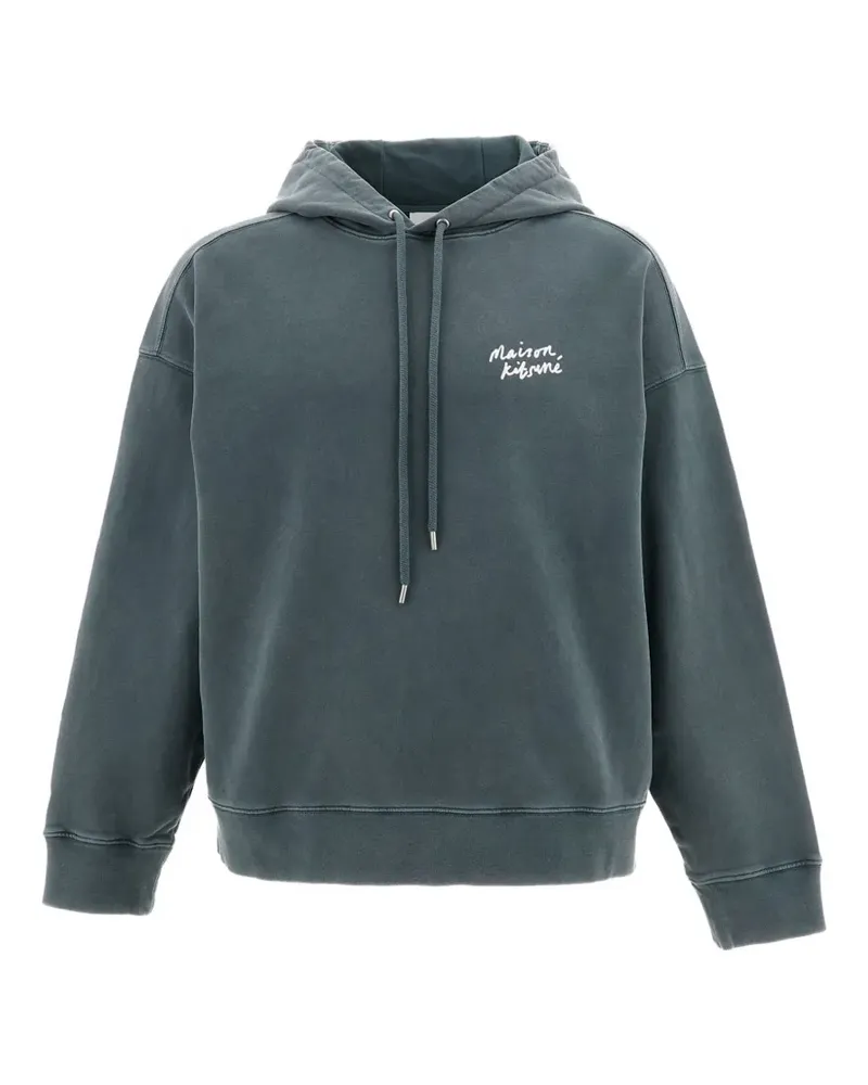 Kitsuné logo-print drawstring hoodie - Blau Blau
