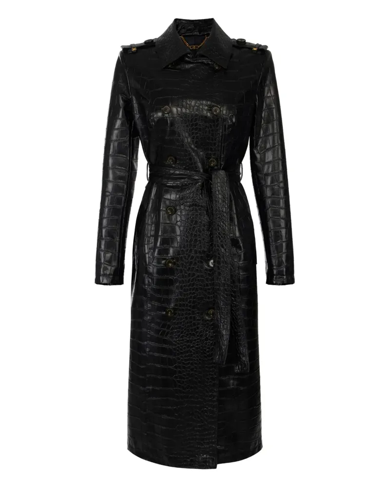 Elisabetta Franchi Doppelreihiger Trenchcoat - Schwarz Schwarz