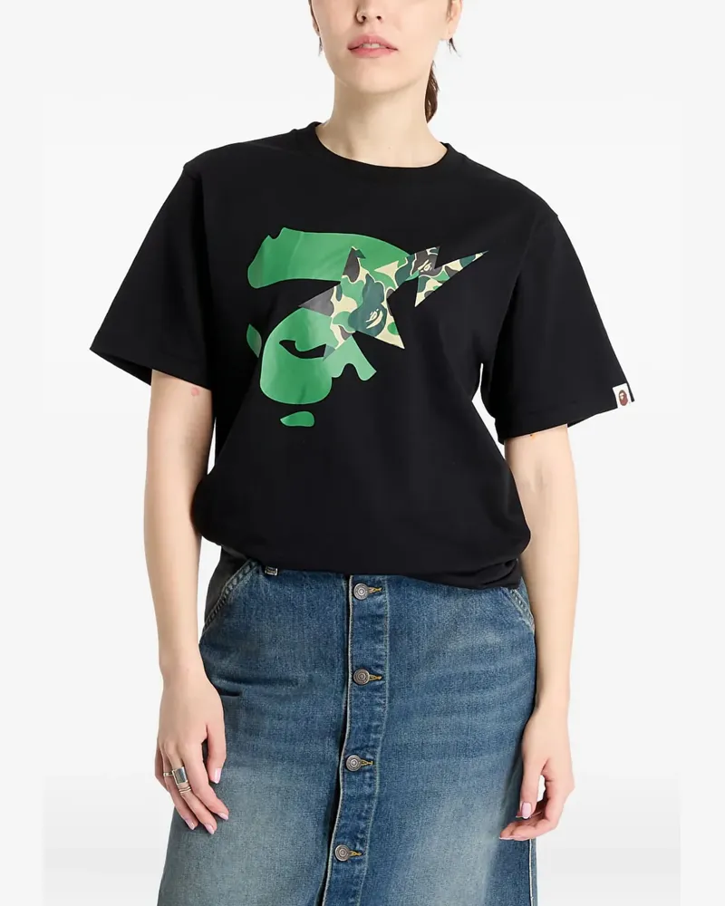 BAPE ABC Camo Ape Face Star T-Shirt - Schwarz Schwarz