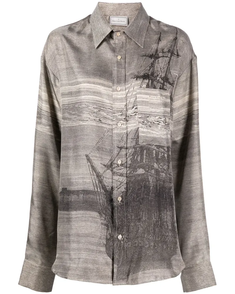 Pierre-Louis Mascia Hemd mit grafischem Print - Grau Grau