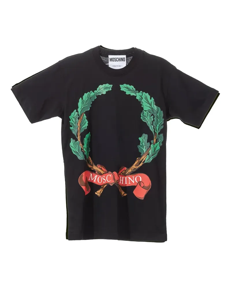 Moschino Laurel Crown T-Shirt mit Logo-Print - Schwarz Schwarz