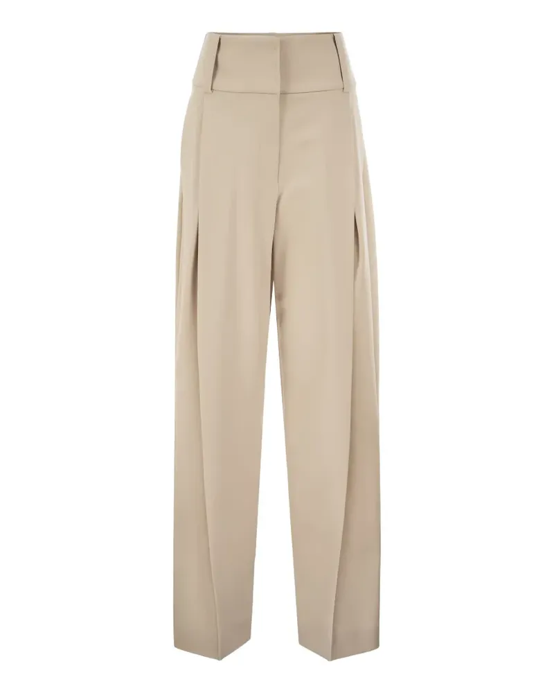 Max Mara Wide-Leg-Hose mit Bundfalten - Nude Nude