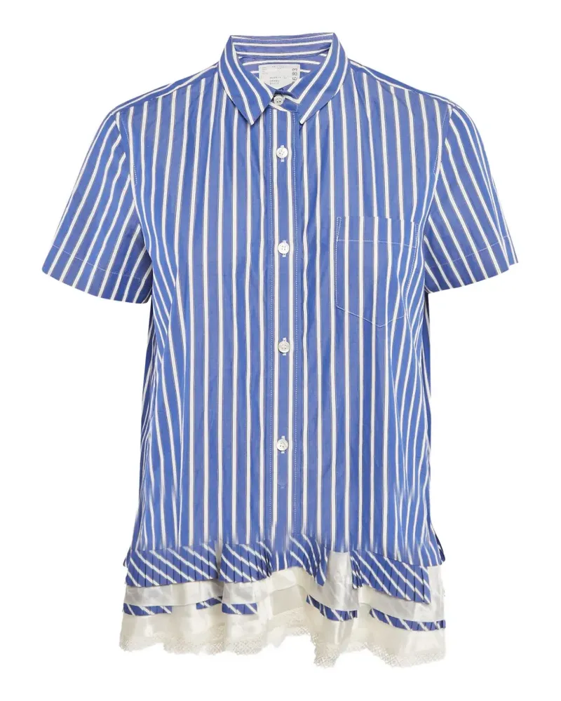 Sacai flared striped top - Blau Blau