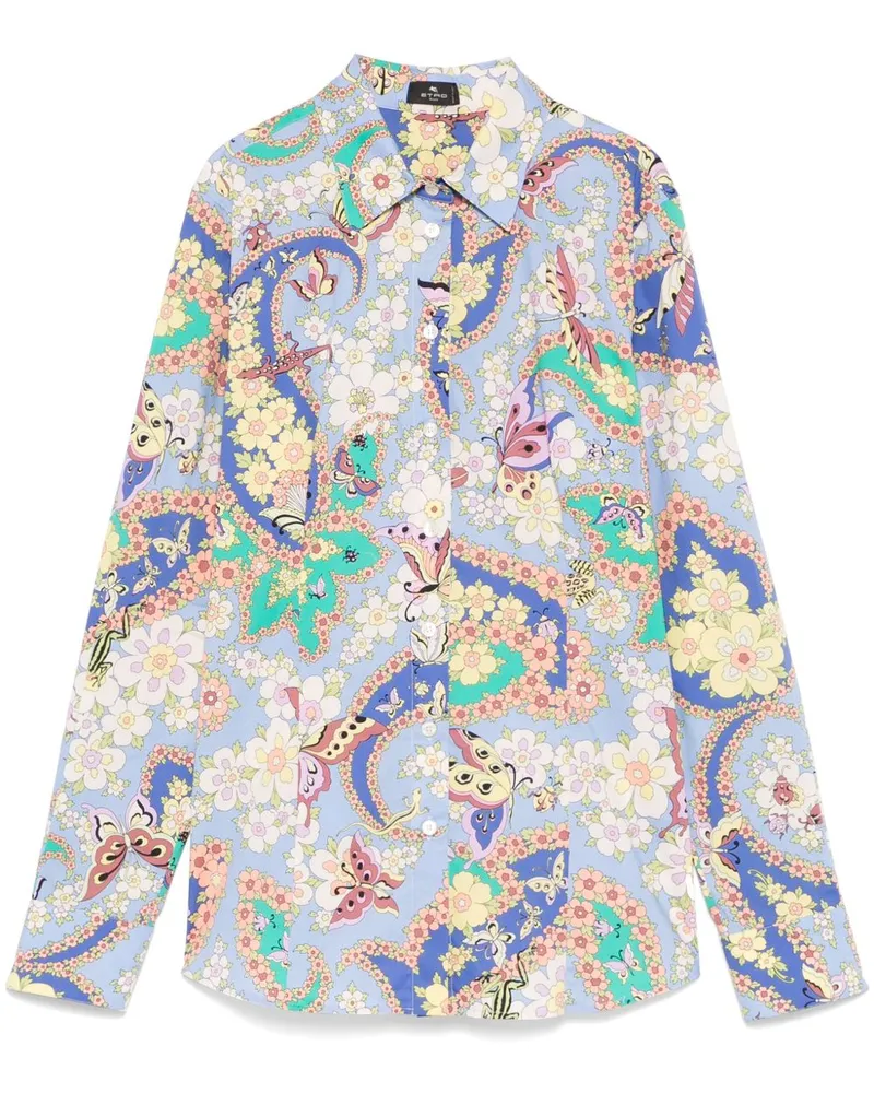 Etro Hemd mit Blumen-Print - Blau Blau