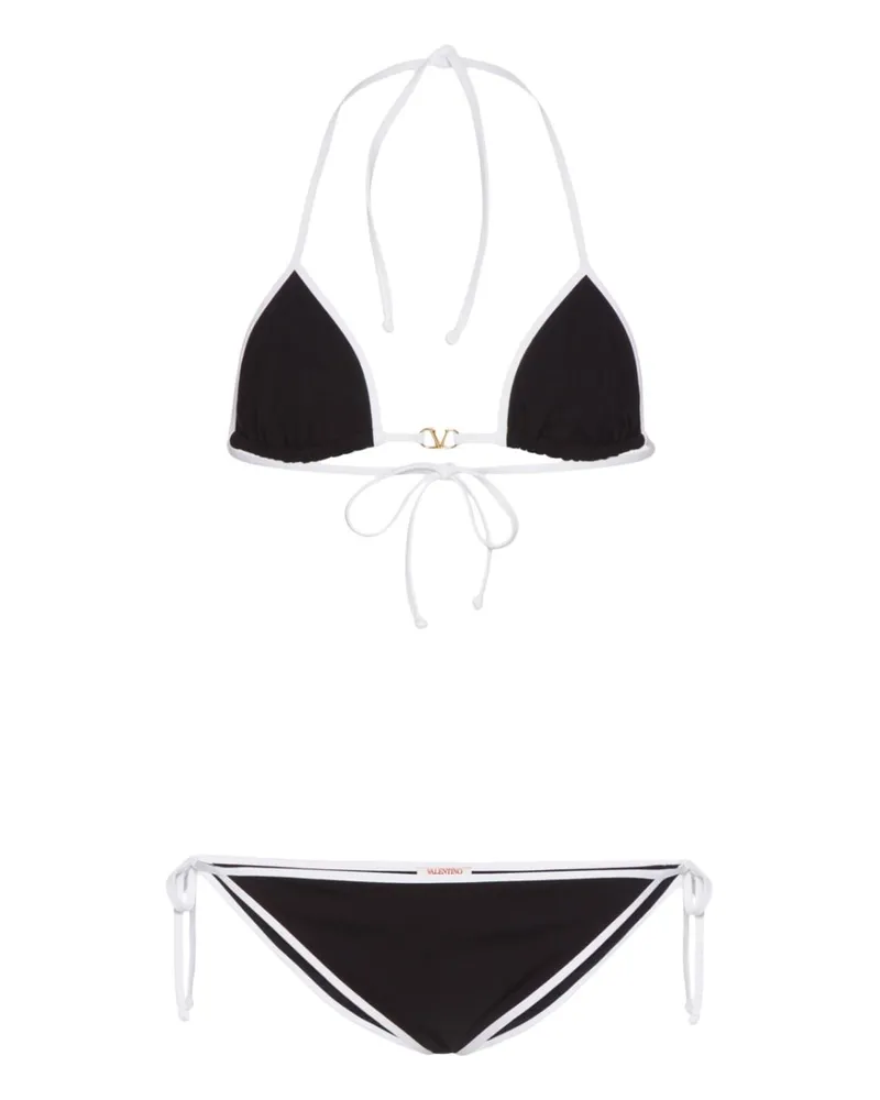 Valentino Garavani Neckholder-Bikini mit Logo-Schild - Schwarz Schwarz