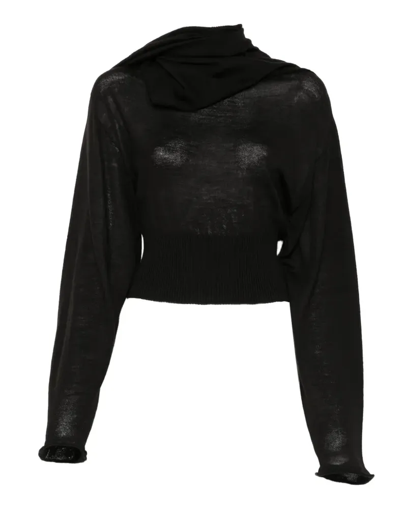 Rick Owens Geripptes Oberteil mit drapiertem Ausschnitt - Schwarz Schwarz