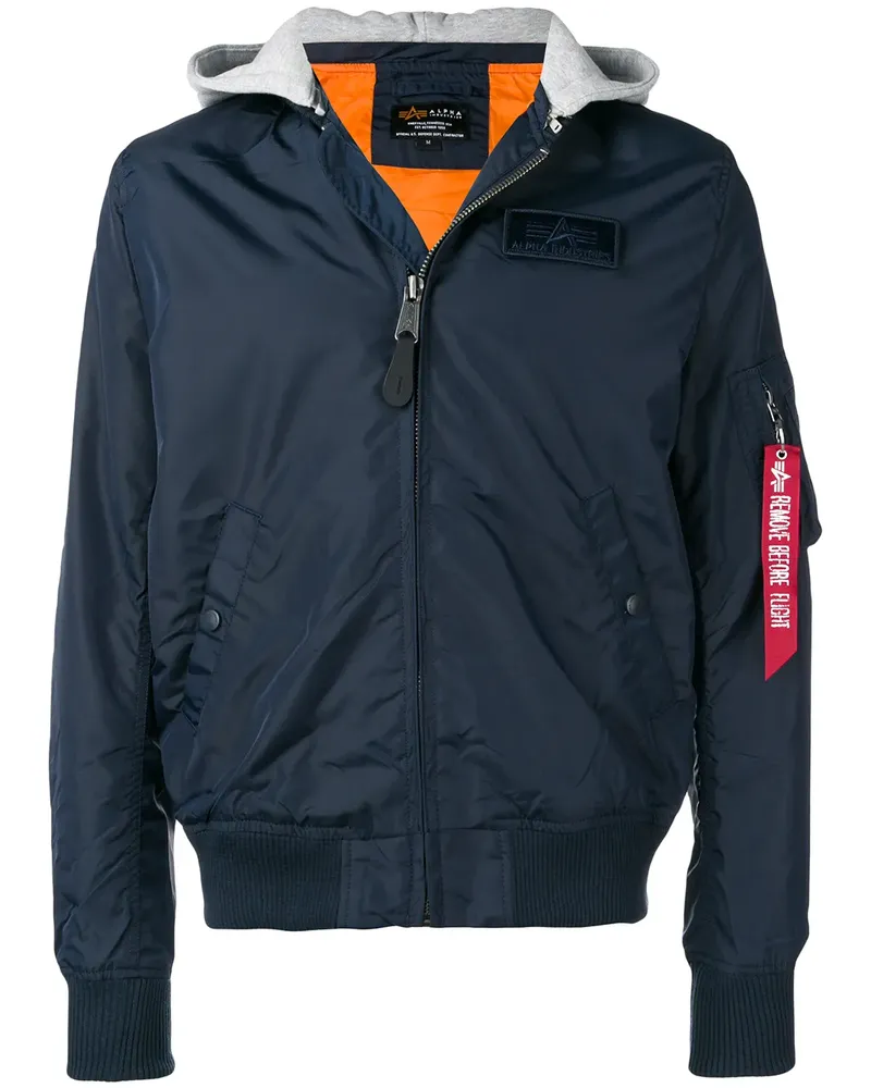 Alpha Industries Bomberjacke mit Kapuze - Blau Blau