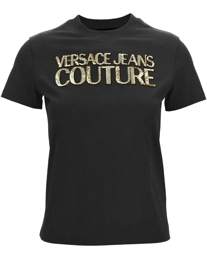 Versace Jeans T-Shirt mit Pailletten - Schwarz Schwarz