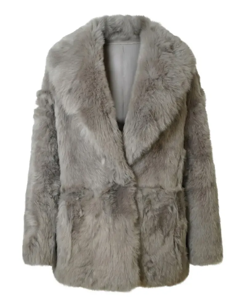 BLANCHA Shearlingjacke mit Schalkragen - Grau Grau