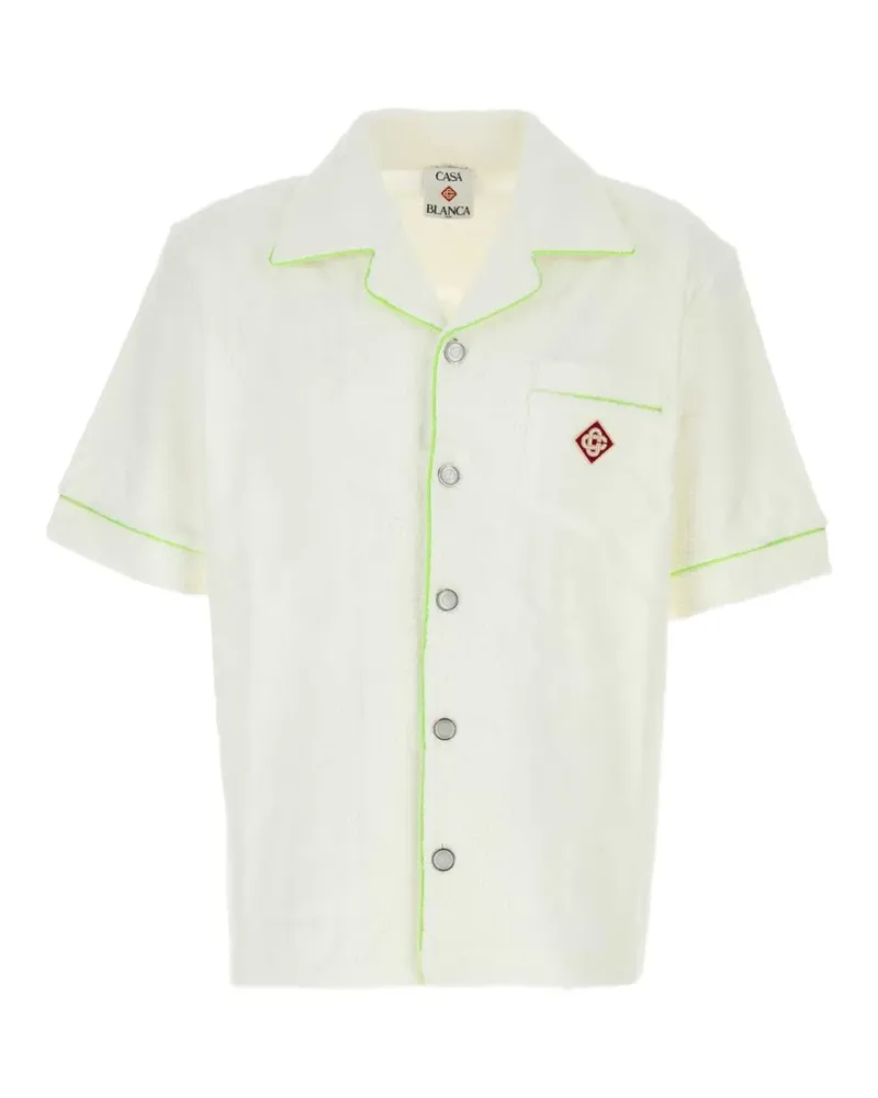 Casablanca Paris Kurzärmeliges Towelling Monogram Hemd - Weiß Weiß
