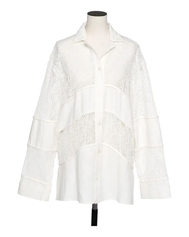 Muller of Yoshiokubo Spiderweb panelled long-sleeve shirt - Schwarz Schwarz