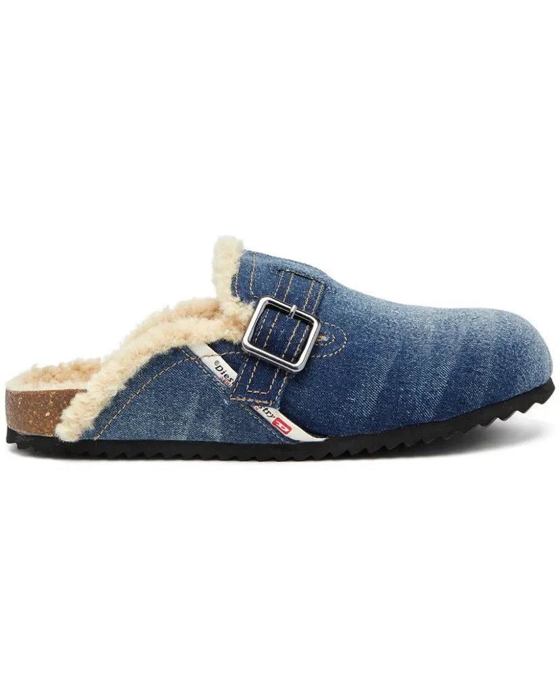 Diesel D-Woodstock Slipper aus Denim - Blau Blau