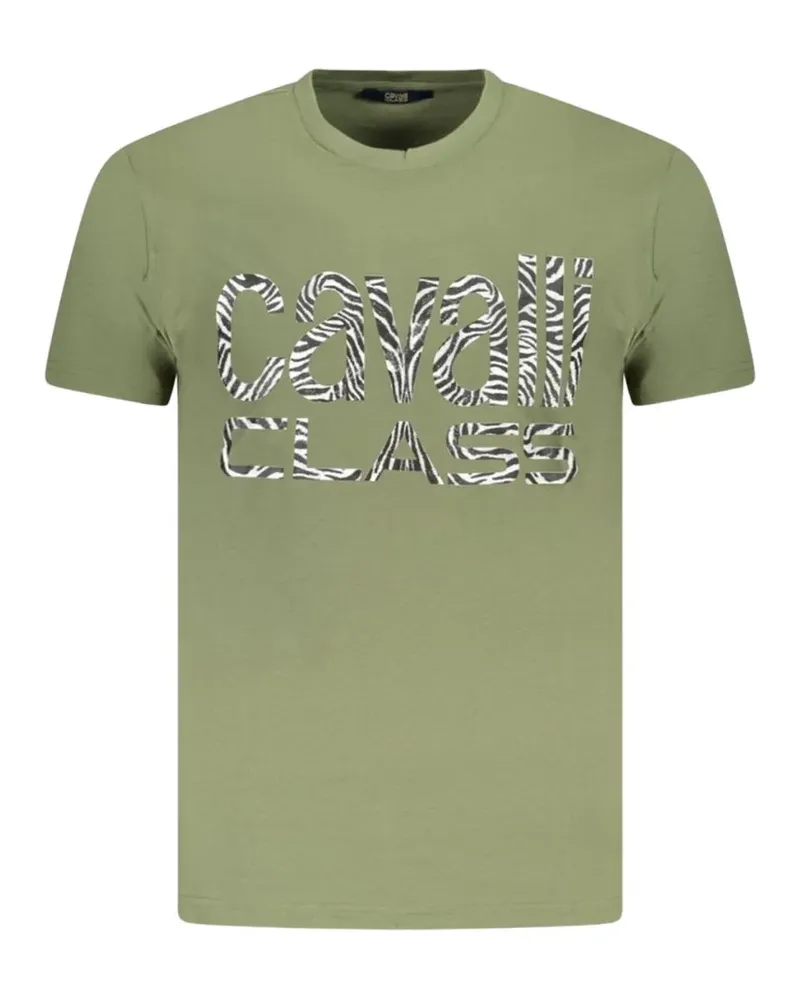 Roberto Cavalli zebra-print logo T-shirt - Grün Grün