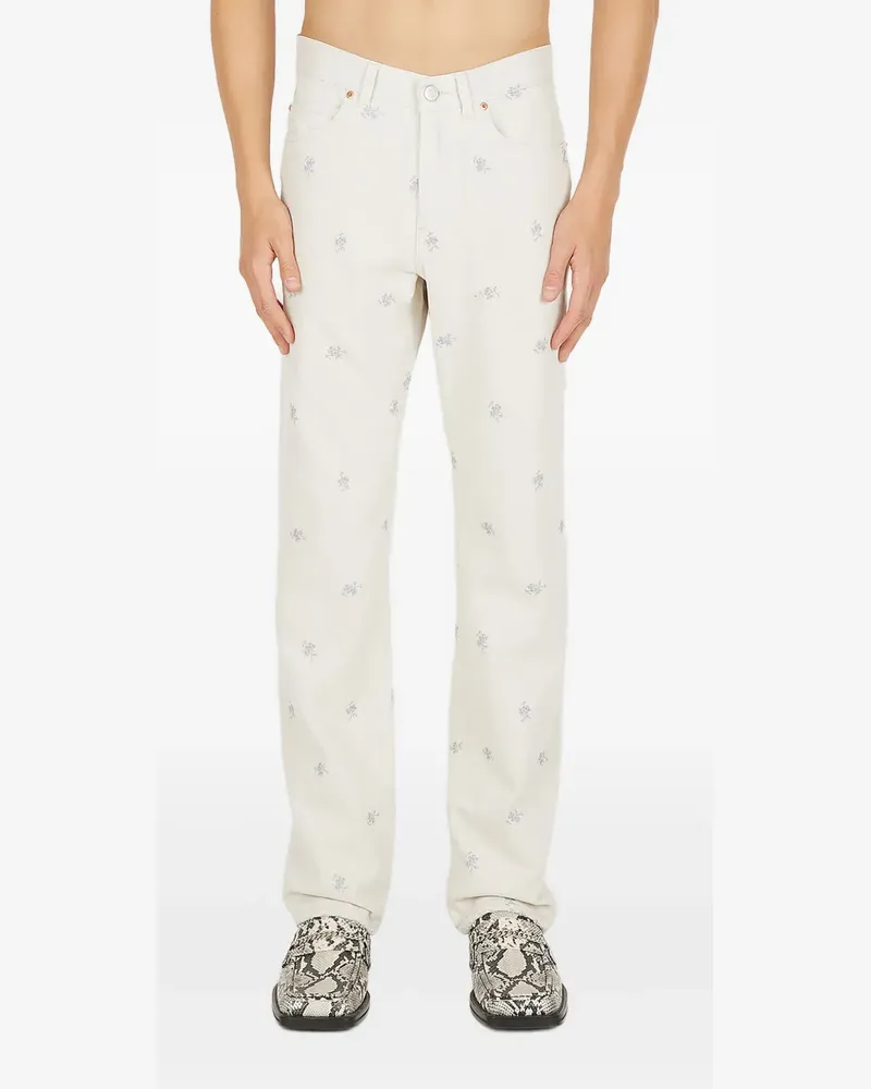Martine Rose floral-embroidered jeans - Weiß Weiß