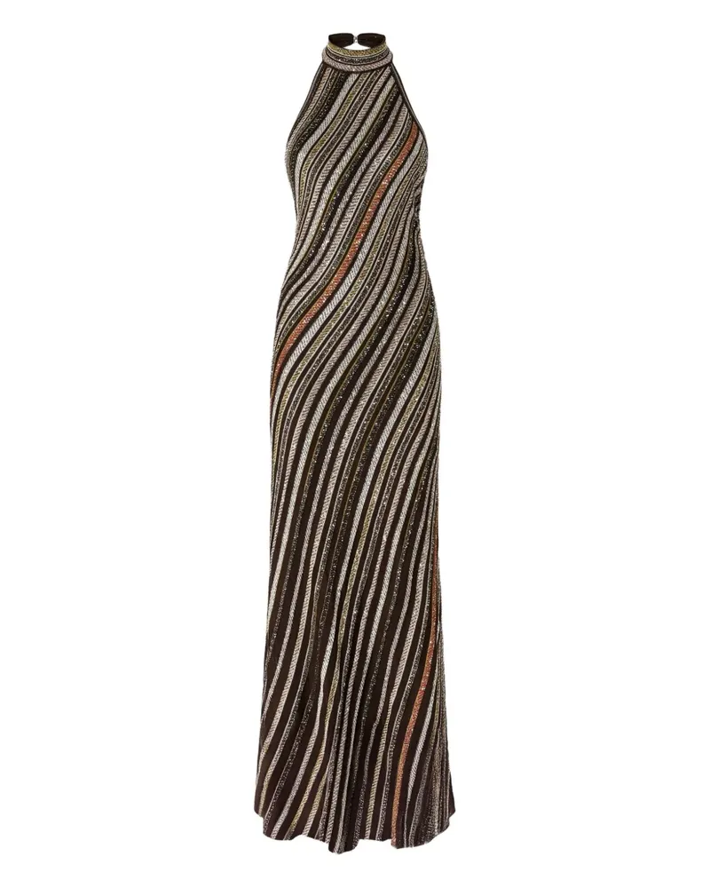 Missoni Gestreiftes Neckholder-Maxikleid - Braun Braun