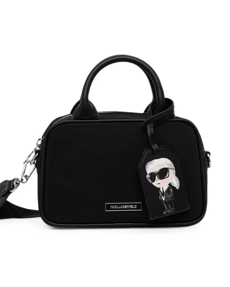 Karl Lagerfeld logo-strap luggage-tag shoulder bag - Schwarz Schwarz